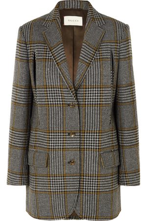 Gucci | Cape-effect Prince of Wales checked wool-blend blazer | NET-A-PORTER.COM