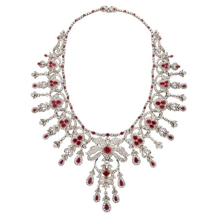 Belle Epoque Ruby and Diamond Necklace For Sale at 1stDibs