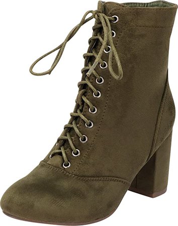 Amazon.com | Cambridge Select Women's Lace-up Chunky Block Heel Victorian Ankle Bootie | Ankle & Bootie