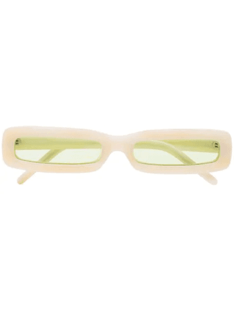 George Keburia Cream And Green Square-framed Sunglasses In White | ModeSens