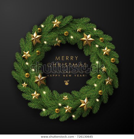 Christmas Wreath Made Naturalistic Looking Pine Stock Vector (Royalty Free) 726130645