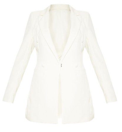 Cream double breasted woven blazer- Pretty Little Thing