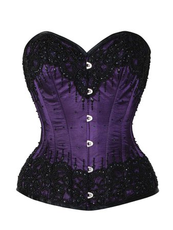 Dark purple and black strapless corset top
