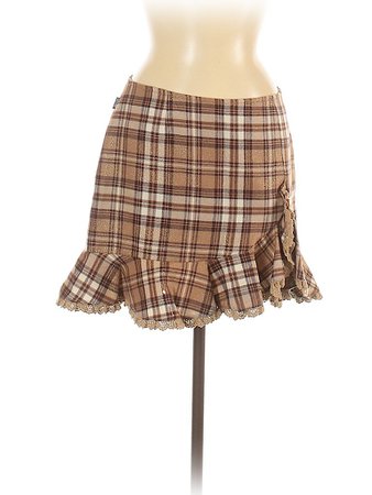 Moschino Jeans Plaid Brown Tan Casual Skirt Size 42 (IT) - 54% off | thredUP