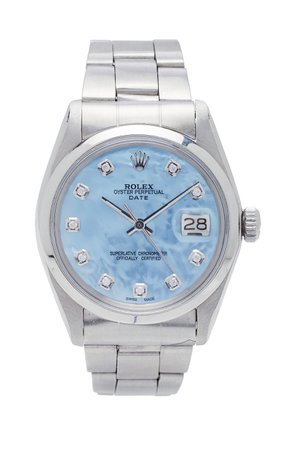 Vintage Watches Rolex Date 34mm Ice Blue Pearlized Diamond Dial