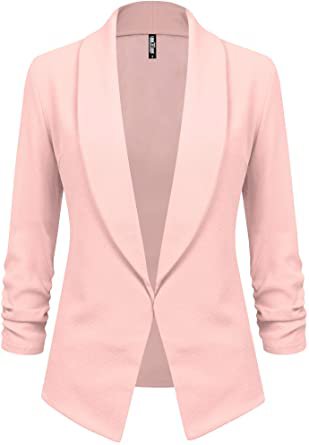 Lock and Love Women 3/4 Sleeve Blazer Open Front Cardigan Jacket Work Office Blazer at Amazon Women’s Clothing store