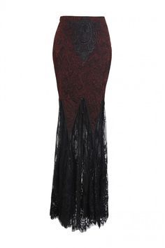 black red lacegothic maxi skirt