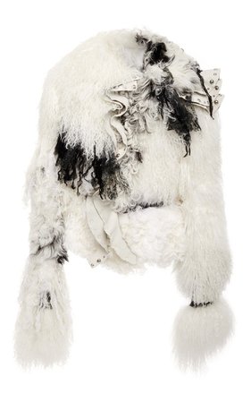Black Shearling And Chiffon Jacket by Rodarte | Moda Operandi