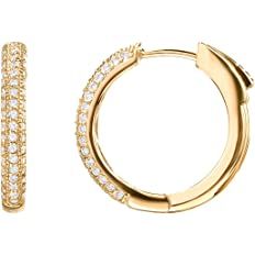 Amazon.com: PAVOI Womens 14K Gold-Plated-Silver - 925 Sterling Silver Cubic Zirconia Hoop Earring: Clothing, Shoes & Jewelry
