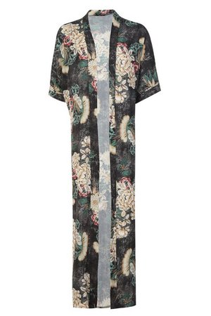 Oriental Floral Print Maxi Kimono | Boohoo