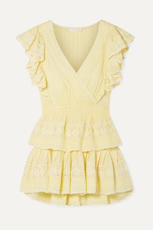LOVESHACKFANCY Gwen ruffled lace-trimmed broderie anglaise cotton mini dress