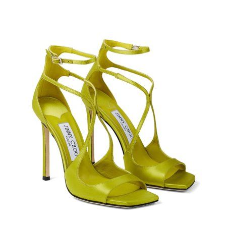 jimmy choo Lime Satin Sandals | AZIA 110 | Winter 2021 Collection | JIMMY CHOO | ShopLook