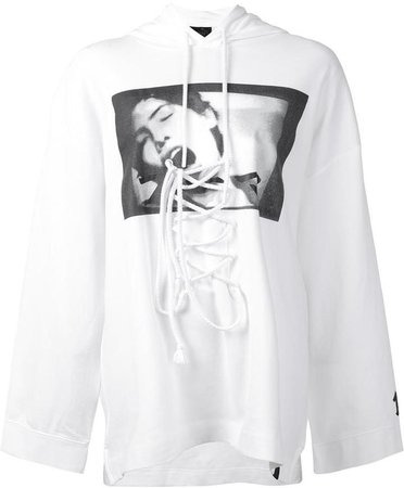 White Puma x Fenty by Rihanna oversized lace up hoodie with print front