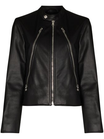 MM6 Maison Margiela zip-up Leather Jacket - Farfetch