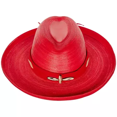 Patricia Underwood Red Leather Western Hat, 1980s For Sale at 1stDibs | patricia underwood headband, red leather cowboy hat, 1980s cowboy hat