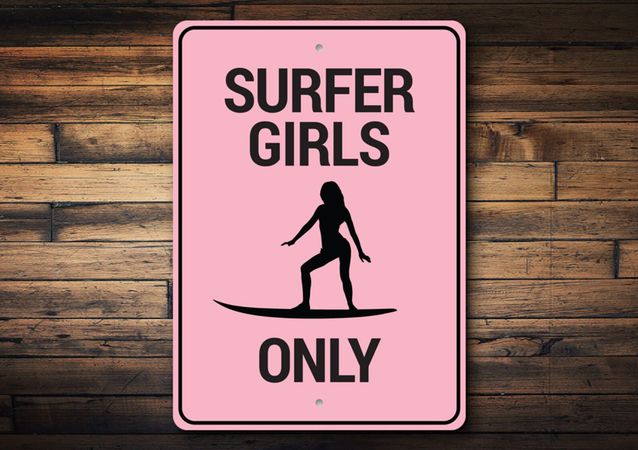 Girl Surfer Sign Surfer Girls Only Surfing Sport Pink - Etsy