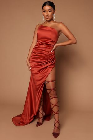 Alyssa High Slit Maxi Dress - Rust | Fashion Nova, Luxe | Fashion Nova