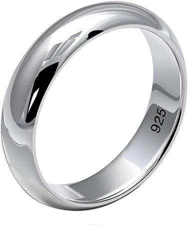 Amazon.com: Anillo de boda de plata de ley 925 maciza, para hombres y mujeres, 0.177 in, tamaño 6-11,5: Jewelry