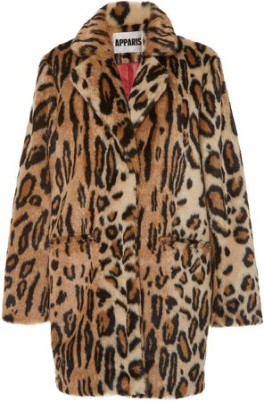 Apparis Charlie Collared Leopard-Print Faux Fur Coat