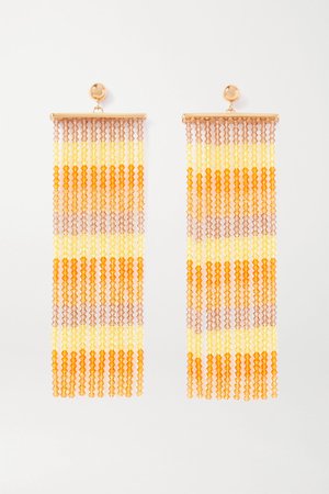 Orange Les Rideaux beaded gold-tone earrings | Jacquemus | NET-A-PORTER