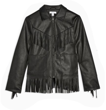 Topshop fringe faux leather jacket