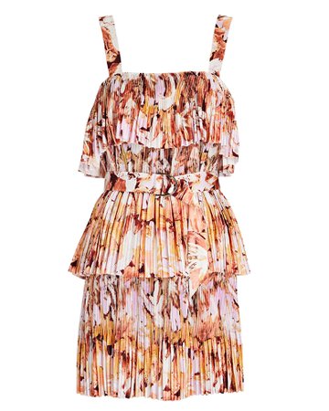 Acler Eliot Floral Pleated Tiered Mini Dress | INTERMIX®