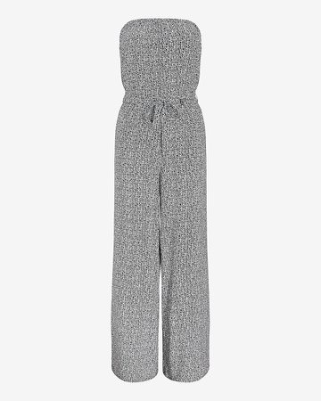Printed Strapless Belted Jumpsuit | Express