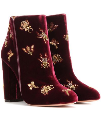 Aquqzurra - Fauna 105 embellished velvet ankle boots