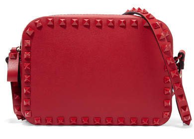 Garavani The Rockstud Leather Shoulder Bag - Red