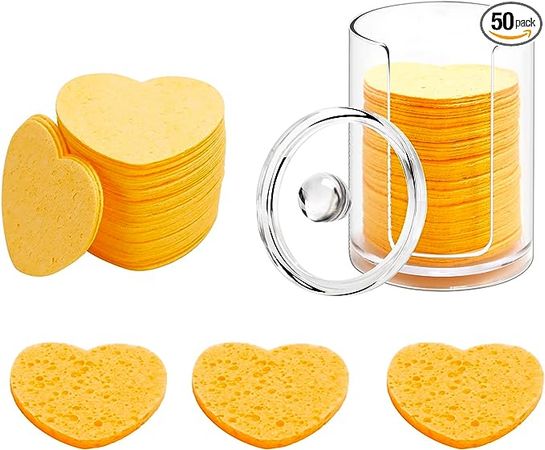 Amazon.com : 50-Count Compressed Natural Facial Sponges for Face Cleansing, Reusable Cosmetic Sponge, Used for Exfoliating and Makeup Removal with Clear Plastic Storage Jar : Beauty & Personal Care