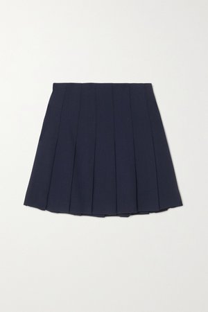 Navy Pleated wool-blend crepe mini skirt | Alessandra Rich | NET-A-PORTER