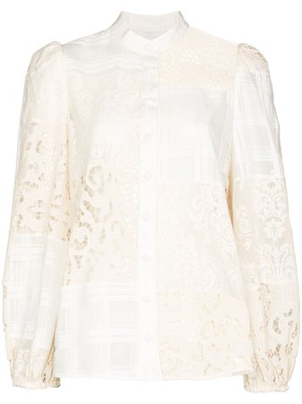ZIMMERMANN Andie Patchwork Lace Blouse - Farfetch