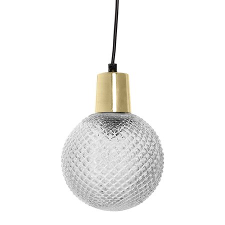 Bloomingville Round Textured Pendant Ceiling Light - Clear Glass/Gold