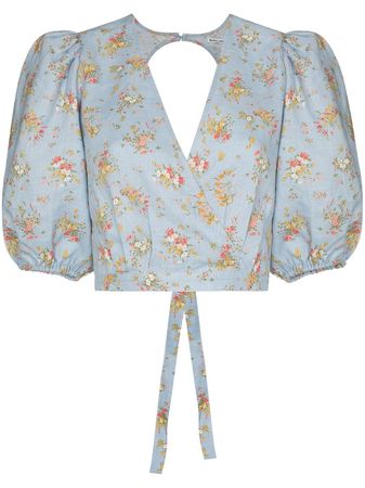 Reformation floral-print wraparound blouse - FARFETCH