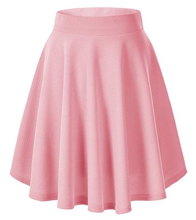 Urban CoCo Women's Basic Versatile Stretchy Flared Casual Mini Skater Skirt (XS, Pink) at Amazon Women’s Clothing store: