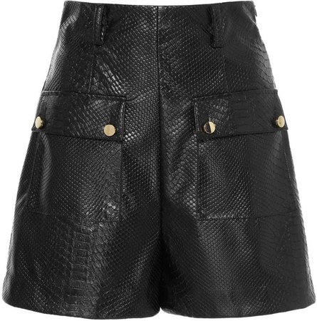 Snake-Effect Faux Leather Shorts