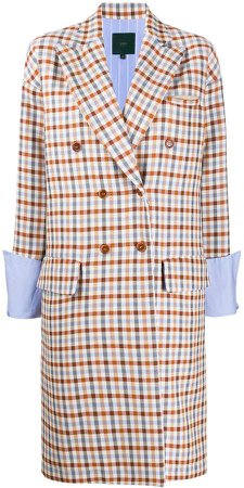 double-breasted check blazer coat