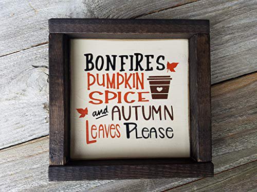 Amazon.com: Bonfires And Pumpkin Spice Wood Framed Mini Sign: Handmade