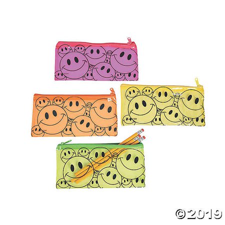 Smile Face Pencil Cases | Oriental Trading