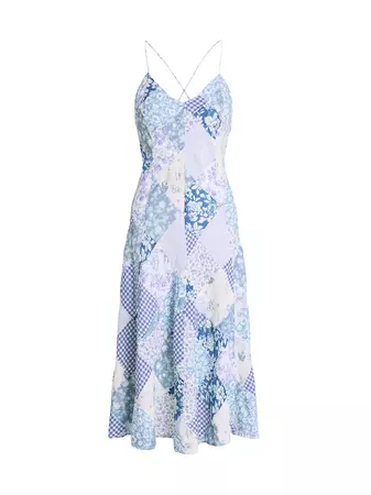 Shop Polo Ralph Lauren Patchwork Cotton-Linen Midi-Dress | Saks Fifth Avenue