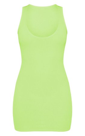 Lime Ribbed Scoop Neck Bodycon Dress | PrettyLittleThing