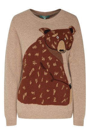 Светло-коричневый пуловер с узором-медведем Akhmadullina DREAMS – купить в интернет-магазине в Москве