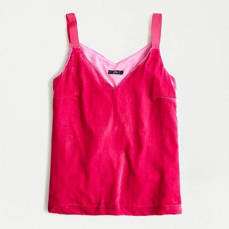 J.Crew: Drapey Velvet Camisole Top pink