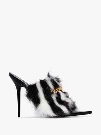 Versace Black and white furry zebra 110 mules | Browns