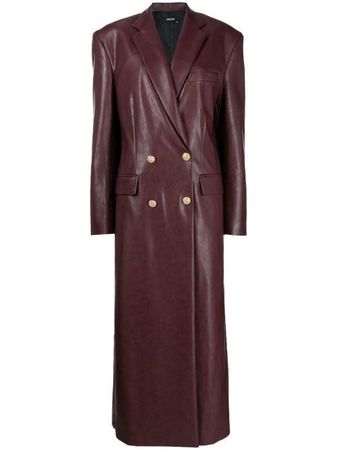 ANOUKI double-breasted faux-leather Trench Coat - Farfetch