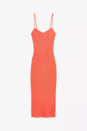 Rib-knit Slip Dress - Orange - Ladies | H&M US