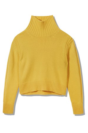 Fintra Lambswool Crop High Neck in Yellow – &Daughter