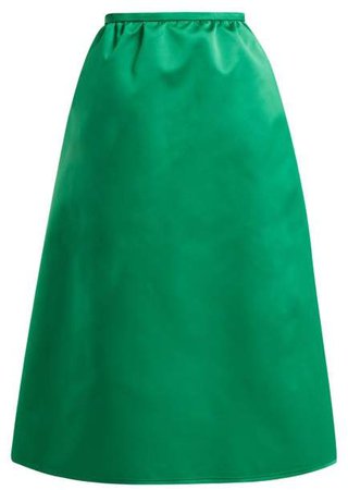 High Rise Duchess Satin Midi Skirt - Womens - Green