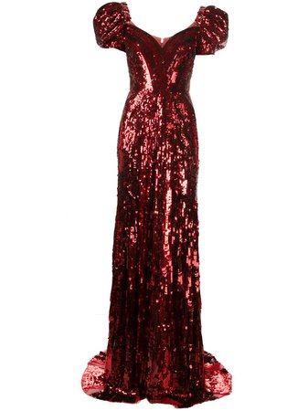 Shop red Jenny Packham Natassia sequin-embellished gown with Express Delivery - Farfetch