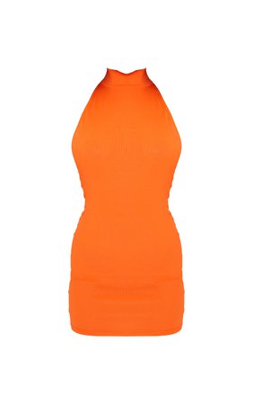Orange Rib Extreme Open Back Bodycon Dress | PrettyLittleThing USA